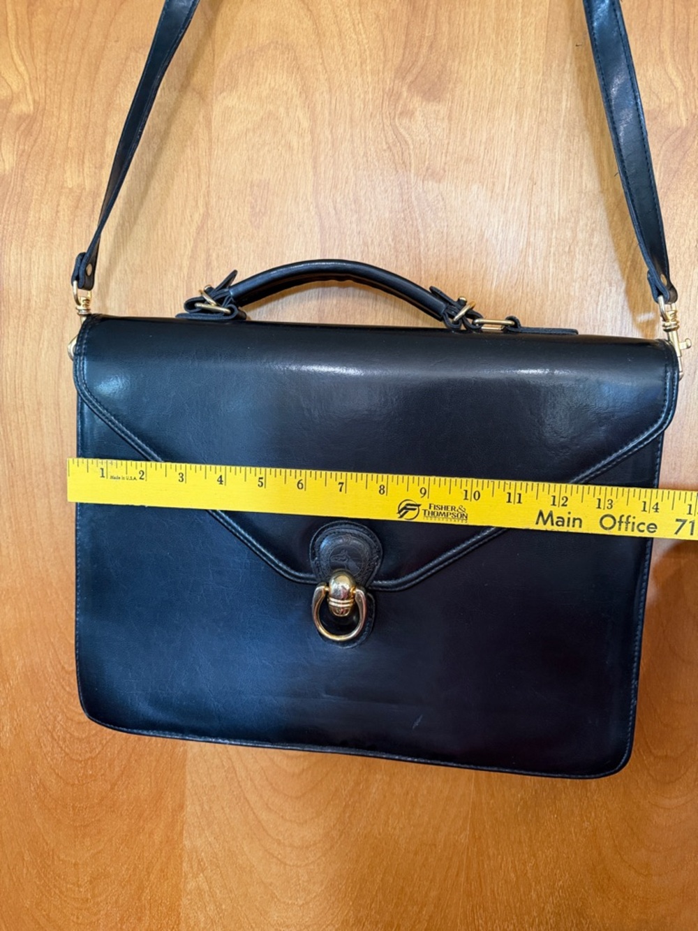 Vintage Paolo Masi Black Leather Briefcase with Gold Hardware - Picture 15 of 16